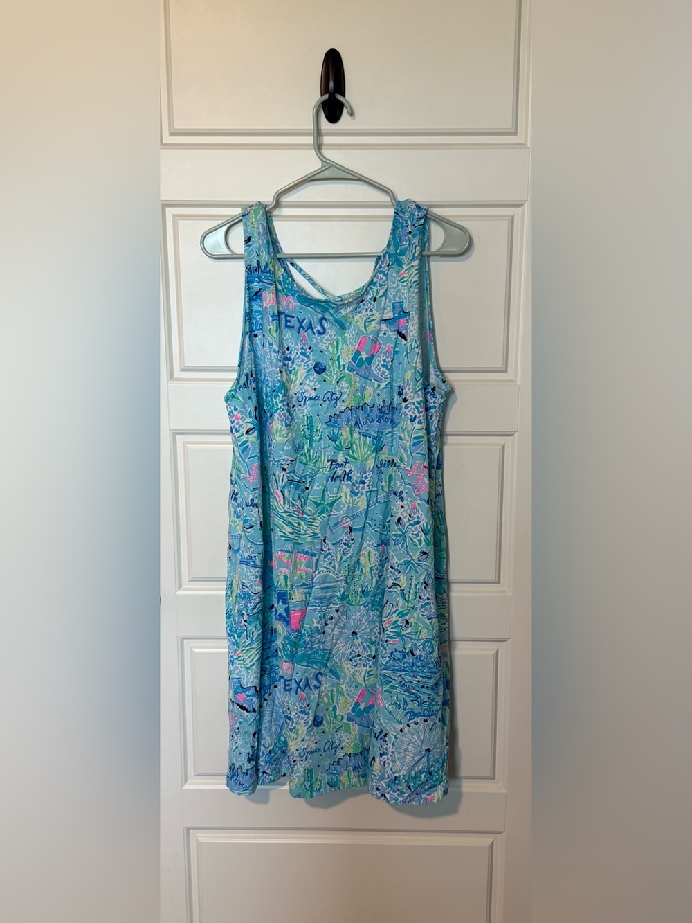 Blue Lilly Pulitzer Lilly Loves Texas Print Sleeveless Kristen Dress Size XXL